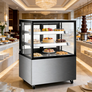 Réfrigérateur de boulangerie à 3 niveaux à économie d'énergie, 1,2 m (1500 mm), <span class=keywords><strong>vitrine</strong></span> réfrigérée à refroidissement ventilé avec vitre droite pour gâteaux - Product Image 2