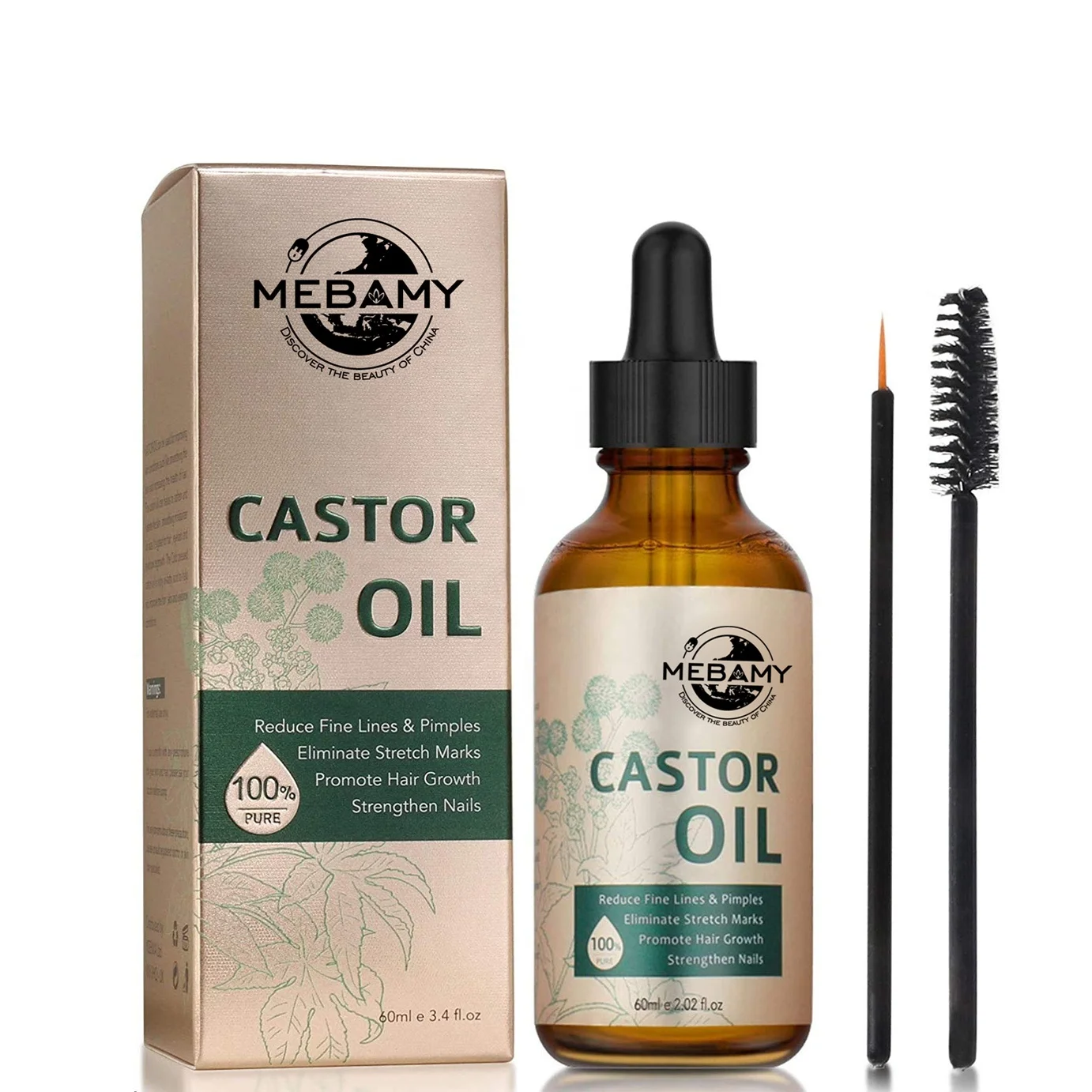 Фирменная торговая марка, 100% чистое органическое касторовое масло для роста волос, ресниц, бровей