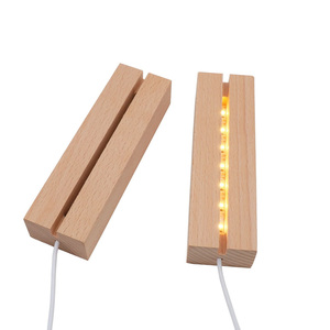 Großhandel Rechteck <span class=keywords><strong>3D</strong></span> <span class=keywords><strong>Laser</strong></span> Kristallglas Kunst Holz LED Nachtlicht Basis Display Holz <span class=keywords><strong>3D</strong></span> LED Lampen sockel - Product Image 5