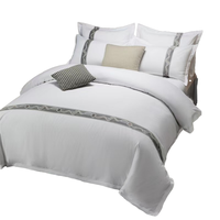 Parure de lit de luxe pour hôtel, 4 pièces, housse de couette, drap, taie d'oreiller, accepte les petites commandes pour les auberges