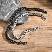 Bracelet Byzantin Novirassine Tendance en Acier Inoxydable 5mm Maillons Cubains Épais Étanche – Bijou Cadeau pour Homme