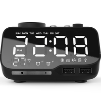 BT speaker Alarm Clock hotels Creative Digital Music desk Clock Display Radio stereo with Dual USB Support U Disk TF Card FM