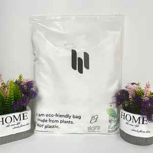 Custom Matter Frosted Clear Compostable Zipper Bag Eco Friendly Biodegradable Clothing Packaging Ziplock Slider Bag With Logo