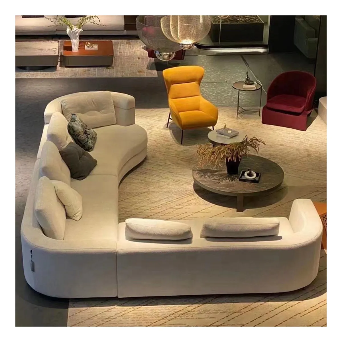 Foshan мебель большой размер комфортный диван вилла гостиная диван секционный модульный диван современный роскошный новый дизайн U-образный диван