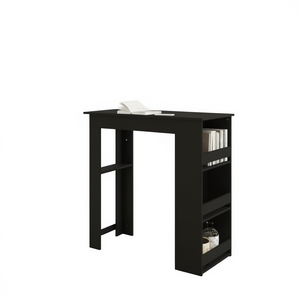 Mesa de Bar Rectangular Compacta de Madera Sintética Negra con Almacenamiento, 3 Estantes, Diseño Moderno y Minimalista, Muebles para el Hogar - Product Image 1
