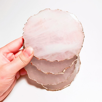 Plateaux en cristal de quartz rose naturel à succès en 2026, tranche de cristal de quartz rose, plateau en cristal de quartz rose