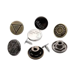 1000 pcs customize Logo Color Jeans button Jeans Studs Buttons in Brass  with Pins Hammer on