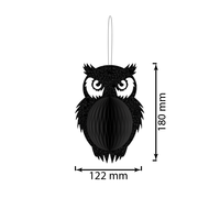 Lot de 3 décorations suspendues en nid d'abeille pour Halloween : hibou, araignée, chauve-souris – Fournitures de fête pour maison hantée, écologiques