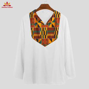T-shirt manches longues <span class=keywords><strong>pour</strong></span> hommes, vêtements africains, imprimé, en coton, patchwork, à la mode, collection <span class=keywords><strong>2020</strong></span> - Product Image 5