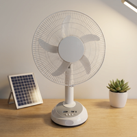 Ventilateur de table solaire rechargeable de 16 pouces avec lumière, ventilateur de camping portable à 3 vitesses avec moteur en cuivre et panneau solaire