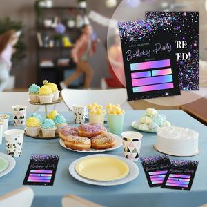 Cartes <span class=keywords><strong>d</strong></span>'<span class=keywords><strong>invitation</strong></span> <span class=keywords><strong>d</strong></span>'<span class=keywords><strong>anniversaire</strong></span> à paillettes noires avec enveloppes Cartes de remplissage <span class=keywords><strong>double</strong></span> face pour fournitures de célébration de fête <span class=keywords><strong>d</strong></span>'enfants modernes - Product Image 5