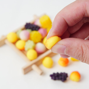 TPR simulated <b>miniature</b> fruit models of grapes, peaches, and corn; soft and elastic; DIY edible toy for squeezing and playing - Product Image 2