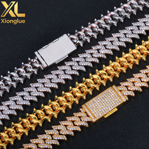 Hip-hop 15mm Barbed Thorn Cuban Chain Zircon Brass Unisex <b>Bracelet</b> Cross-border Trendy Party Custom-made Jewelry - Product Image 5