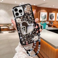 Luxe Diamant Filles Femmes Dames Acrylique Cristal Maquillage Bijoux Diamant Miroir Téléphone étui pour iphone 17 16 15 14 13 12 Pro Max