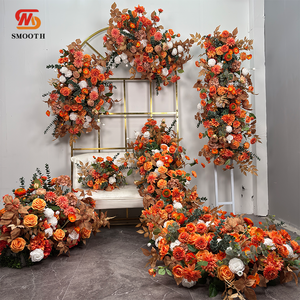 Chemin de table décoratif en soie faite à la main LEDA, couleurs automnales, fleurs mélangées, pour mariage et Saint-Valentin - Product Image 4