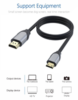 Câble Mini KSIN Factory 2M plaqué or 24 carats pour projecteur, ordinateur, tablette, ordinateur portable et appareil photo, avec gaine en PVC pour 4K
