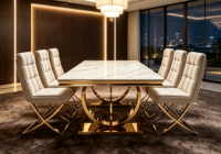 Ensemble de salle à manger de luxe moderne en céramique pour 6 personnes, idéal pour restaurants et hôtels, vente en gros B2B