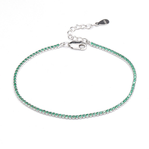 Cổ Điển Đá Quý Quần Vợt Vòng Đeo Tay 925 Sterling Bạc Bột Màu Xanh Lá Cây Màu Xanh 1.5Mm 1.75Mm Zircon Tennis Vòng Đeo Tay Món Quà Cưới - Product Image 3
