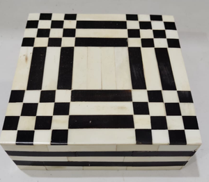 Boîte de rangement pour bijoux en incrustation d'os Boîte en bois fabriquée avec de nombreuses couleurs pour bijoux en os de corne - Product Image 2