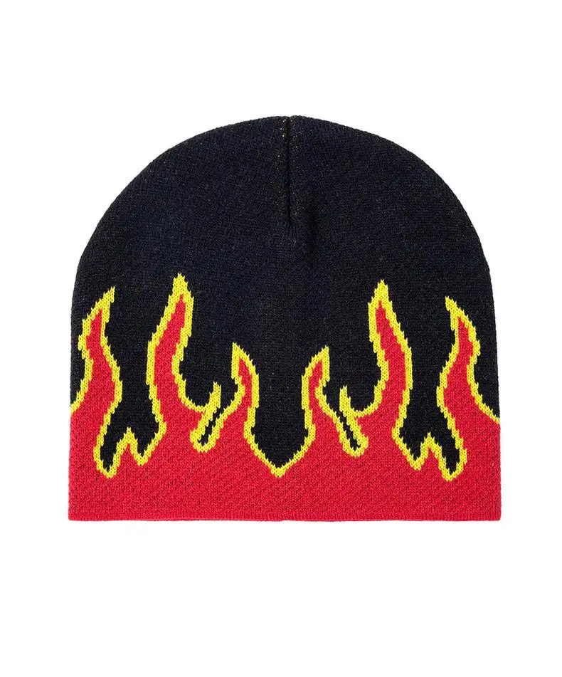 Zg Hoge Kwaliteit Custom Dobby Korte Muts Winter Gebreide Wollen Muts Mannen Acryl Jacquard Gebreide Custom Logo Vlam Beanie