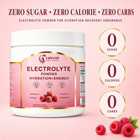 Poudre d'électrolytes de marque privée OEM/ODM, saveur framboise, sans sucre, zéro calorie, zéro glucides, certifiée Halal, 300g, énergétique