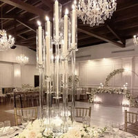 Chandelier en acrylique de style européen à 8 têtes, centre de table de mariage, porte-bougie à 3, 5, 6, 8, 10 bras pour la décoration de fêtes, événements et mariages