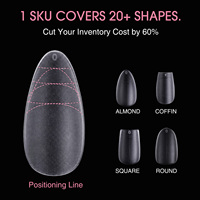 1 SKU 500 pièces de capsules d'ongles en acrylique et gel souple, couvrantes (Full Cover), givrées, auxiliaires pour ongles en amande, 20 formes, 10 tailles, vente en gros