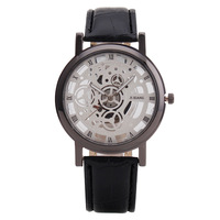 Montre Homme à Bracelet en Cuir Squelette Tendance, Personnalisation Usine, Vente Chaude, Montre-Bracelet à Quartz, Article Tendance TikTok