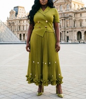 Robe grande taille élégante style perles cloutées, jupe longue tendance