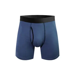 Sous-vêtements pour hommes avec logo personnalisé Vente en gros Sous-vêtements européens de grande taille Boxer de sport long en coton solide et respirant pour hommes