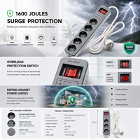 E-SUN 5-Wege-Universal-Schreibtischsteckdose 5 2 USB-Anschlüsse Industrieller EU-Stecker 16A Nennstrom-Multifunktions-Steckdosen leiste