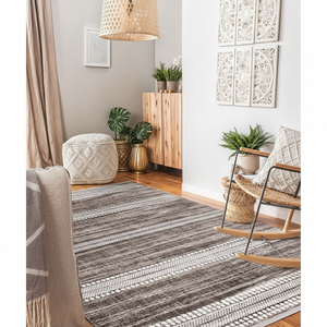 Alfombra Tejida Cuadrada con Rayas de Lapislázuli, 7mm, Lavable, Ecológica, Resistente a las Manchas, Moderna, de Poliéster para el Hogar - Product Image 1