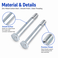 5/16"-18 Lenkrollen-Achsbolzen-Set, verzinkter Kohlenstoffstahl, Befestigungselemente für Einkaufswagen-Reparatur und -Ersatz