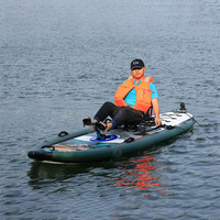 Kayak de pêche gonflable à entraînement par pédale 1 personne personnalisé commercial avec siège mobile et pompe à main et pagaie et sac Oxford pour adultes