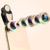 6 en 1 Clip Universel Sur 0.63 Grand Angle + 15X Macro + 198 Fisheye + 2X Téléobjectif + Kaléidoscope + CPL Lentille de Caméra Lentille de Téléphone Intelligent