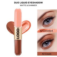 Fard à paupières liquide végétalien 2-en-1 mat et scintillant double embout longue tenue personnalisable haute pigmentation vente en gros