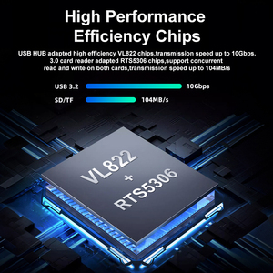 RSHTECH alimenté en aluminium <span class=keywords><strong>USB</strong></span> <span class=keywords><strong>3.1</strong></span>/3.2 Gen2 Hub 10Gbps 24W alimentation lecteur de carte SD/TF 8-en-1 Hub <span class=keywords><strong>USB</strong></span> pour PC Macbook Pro - Product Image 3