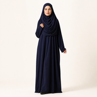 Siyah Jersey Namaz Elbisesi Takımı Kadınlar İçin Khimar Tesettür Giyim İslami Kıyafet