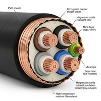 Kabel Daya Lantian RTTVZ 4+1 Core Mineral Insulated 0.6/1kV Berisolasi Mineral dengan Selubung Tembaga dan Selubung Luar PVC untuk Sistem Proteksi Kebakaran