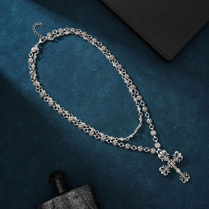 Set di Collane in Stile Vintage Cromato con Totem, Gioielli Gotici con Spada, Croce e Drago per Uomo - Product Image 6