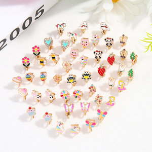 Boucles d'oreilles tendance, lot de 24 pièces, design animal et floral, en alliage de zinc, bijoux unisexes - Product Image 4