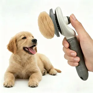 One-Click Self-Cleaning Eco-friendly <b>Pet</b> Hair Remover <b>Brush</b> for Cats & Dogs Bathroom Use Plastic Material - Product Image 4