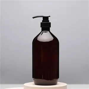 1000ml bernstein farbene PET-Körperwaschplastik-Pump flasche 1L-Salon verwenden Haarshampoo-Behälter mit großer Kapazität