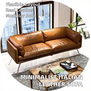 Italiano minimalista soggiorno Set di mobili letto componibile dritto piatto con forma quadrata in vera pelle per uso alberghiero - Product Image 3