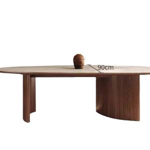Mesa de Comedor de Travertino en Forma de Lágrima, Juego de 6 Piezas de Madera de Nogal, Muebles Duraderos para Comedor - Product Image 5