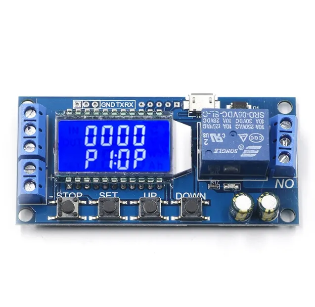 Módulo de relé de retardo de tiempo con pantalla LCD Digital USB de 6-30V, interruptor de temporizador de Control, temporizador de ciclo de disparo, 1 unidad, 1 unidad