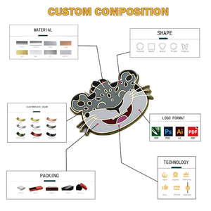 Pins de solapa personalizados de aleación de zinc con diseño de robot conejo y dedo medio, estilo cultura anime, con cierre de goma - Product Image 6
