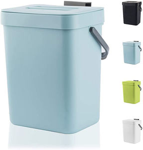 Piccolo bidone della spazzatura in plastica a parete portatile con coperchio per riporre il lavandino della casa - Product Image 1