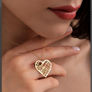 18k placcato oro personalizzato mappa cuore coordinato ciondolo posizione collana dove abbiamo incontrato mappa cuore unico coppia - Product Image 1