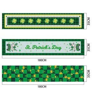 Mantel de Día Nacional Irlandés de San Patricio, muñeca sin cara, mesa de comedor, esterilla, Mesa Verde a cuadros, bandera